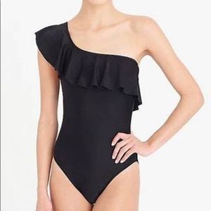J Crew Ruffle One Shoulder Swim Suit